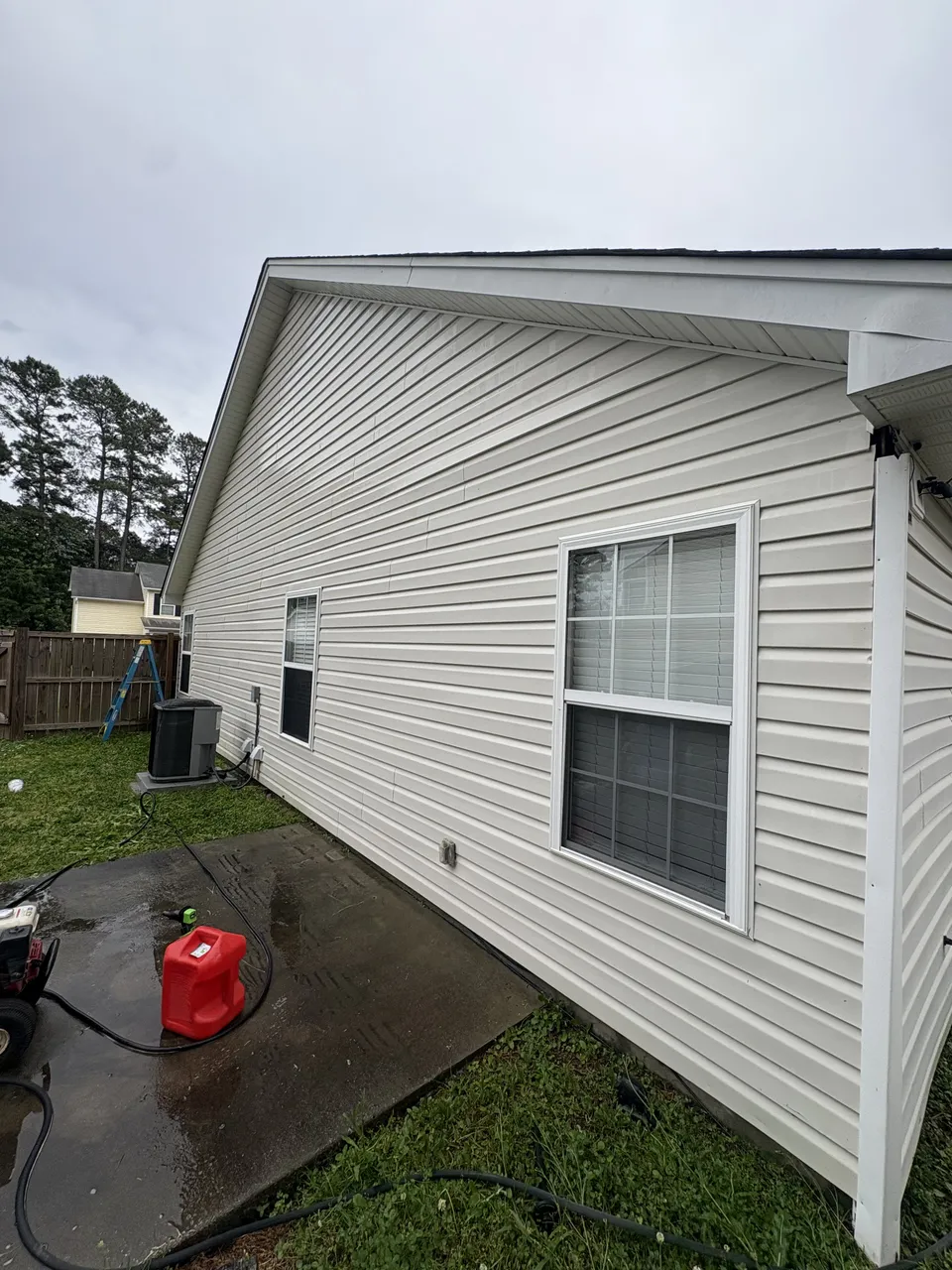House soft washing in Summerville — algae-streaked siding made clean (after)